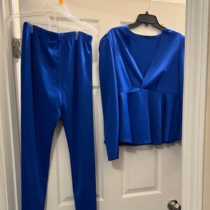 Elegant Blue Women's Two Piece Set